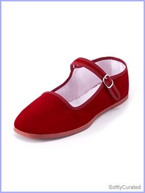 Women's Mary Jane Flats Cotton Chinese Slippers Buckle Tai Chi Shoes